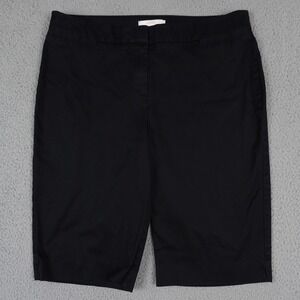 Chicos Shorts Womens 2 US L 12 Black Cotton Stretch Bermuda Casual Coastal 12"